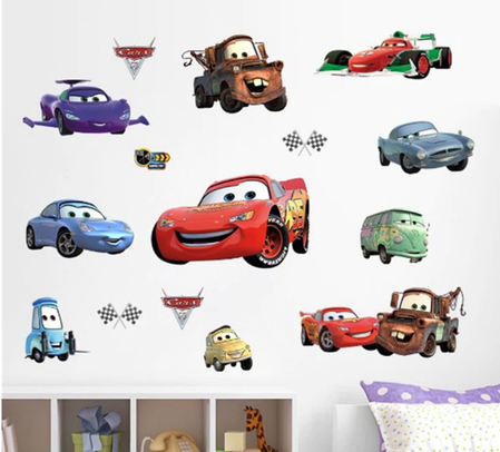 Вінілові наклейки на стіну, шафи, вікна, мультфільм Тачки Cars (лист45*60 см), фото 1