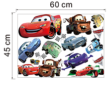 Вінілові наклейки на стіну, шафи, вікна, мультфільм Тачки Cars (лист45*60 см), фото 3