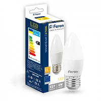 Лампа вітлодіодна свіча LB-737 6 Ватт E27 2700K. FERON.