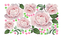 Декоративные наклейки Акварельные розы попурри (розовые пыльные нежные цветы) интерьерные стикеры матовая