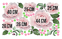 Декоративные наклейки Акварельные розы попурри (розовые пыльные нежные цветы) интерьерные стикеры глянцевая