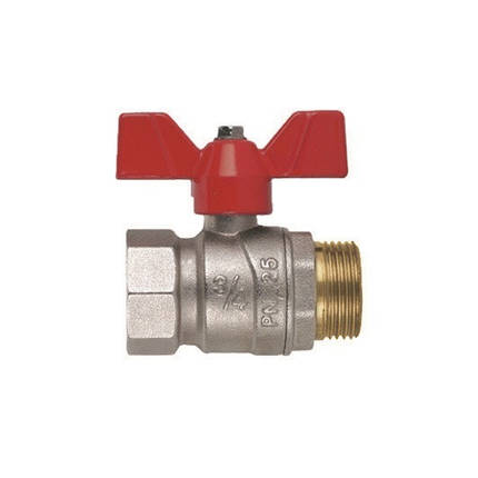Кран кульовий латунний муфтовий для води FIV Perfecta DN 20 PN 40 ВН (бабочка), фото 1