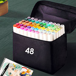 Набір скетч маркерів 48 шт для малювання фломастери для малювання спиртові двосторонні білі