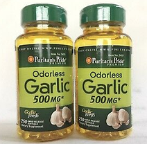 Екстракт часнику Puritan's Pride Odorless Garlic 500 mg 250 гел капс, фото 3