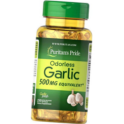 Екстракт часнику Puritan's Pride Odorless Garlic 500 mg 250 гел капс, фото 2
