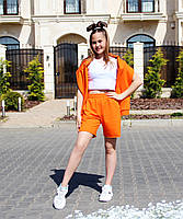 Костюм літній для дівчинки модний стильний костюм-трійка (кофта, шорти та топ) на вік 5-15 років, фото 8