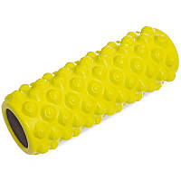 Массажный ролик для рук и ног роллер Grid Bubble Roller Zelart My Fit 36x14 см FI-5714 Yellow