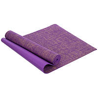 Коврик для фитнеса и йоги джутовый каучуковый Zelart My Fit 2441 2x-слойный 6мм Violet