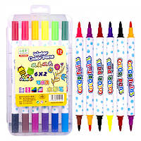 Набір двоколірних фломастерів 6 штук 12 кольорів 8059-12 в пластиковому боксі