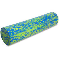 Массажный ролик роллер гладкий Foam Roller Zelart 60x15 см FI-1734 Green-Blue