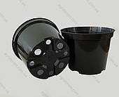 Горщик 13см х 9.8 см. 0.85л. (Польща) круглий, чорний.