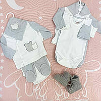 Трикотажный комплект для новорождённых. Цвет серый (0-3 месяцев)