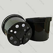 Горщик 13.5см х 11см. 1л. (Польща) круглий, чорний.