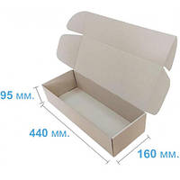 Коробка картонна самозбірна 440 х 160 х 95 бура, коробка довга, коробка тубус