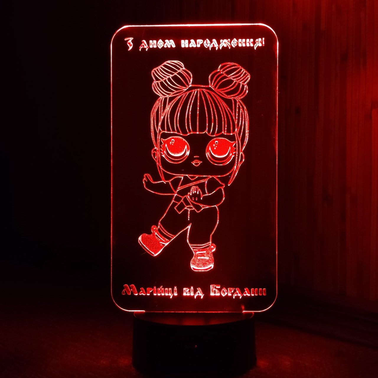 Акриловий світильник-нічник лялька ЛОЛ (L.O.L) червоний tty-n000382