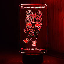 Акриловий світильник-нічник лялька ЛОЛ (L.O.L) червоний tty-n000382