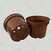 Горщик 11см х 8.3см. 0.5 л. (Польща) круглий, коричневий.