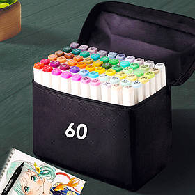Набір скетч маркерів 60 шт для малювання фломастери для малювання спиртові двосторонні білі
