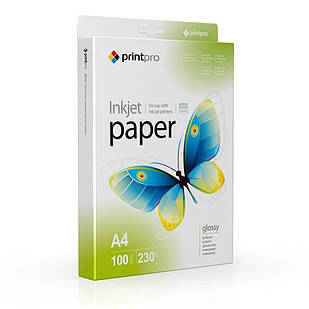 Фотопапір глянець 230 г/м A4 (100 л) PGE230100A4 PrintPro