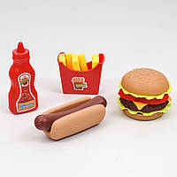 Набір "Fast food" Хот-Дог, Гамбургер, Картопля, та соус, шикарний набір з МакДональдса, іграшкові продукти