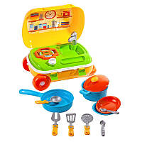 Дитяча Кухня з набором посуду (валіза) Два в одному. Дуже зручний та великий набір дитячого посуду