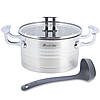Каструля з кришкою Kamille 4,4 л з нержавіючої сталі для приготування їжі для індукції і газу KM-5856, фото 4
