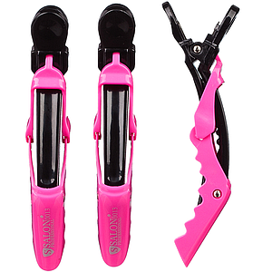 Зажим для волосся Salon Professional 0013, набір 3 шт. чорний з малиновим