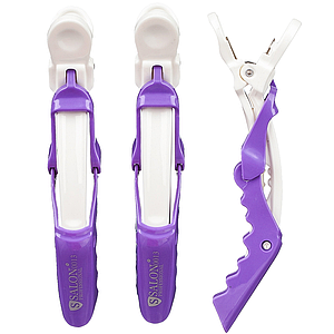 Зажим для волосся Salon Professional 0013, набір 3 шт. білий з фіолетовий