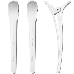 Зажим для волосся Salon Professional 0014, набір 3 шт. білий пластик