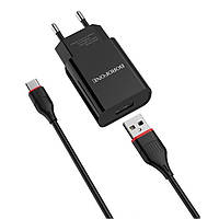 Зарядний пристрій BOROFONE BA20A 1USB 2.1A кабель Type-C black