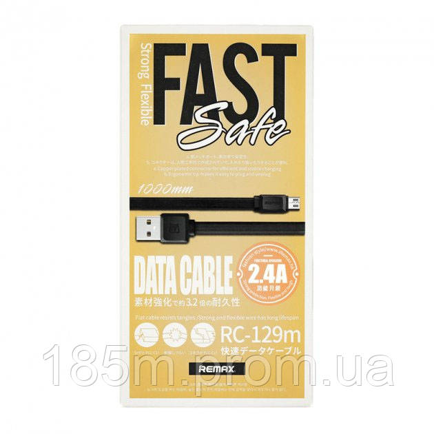 Remax RC-129m FAST Safe USB AM на Micro 1м black - фото 3 - id-p1426944538