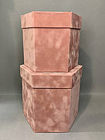 Коробка шестигранна Оксаміт (темно-рожевий)