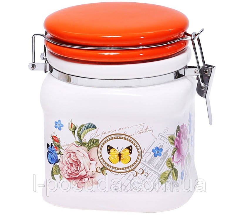 Баночка керамічна для зберіганная з металевим замком 400 мл, фото 1
