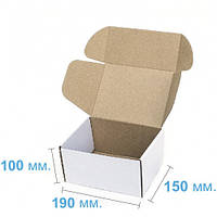 Коробка картонная самосборная для почты 190 х 150 х 100 белая, подарочная коробка белая