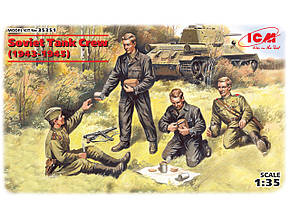 Радянський екіпаж танка (1943-1945). Збірні пластикові фігури в масштабі 1/35. ICM 35351, фото 1