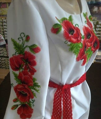 Заготовка плаття під вишивку  ПЖ Маки, домотканне полотно, фото 2