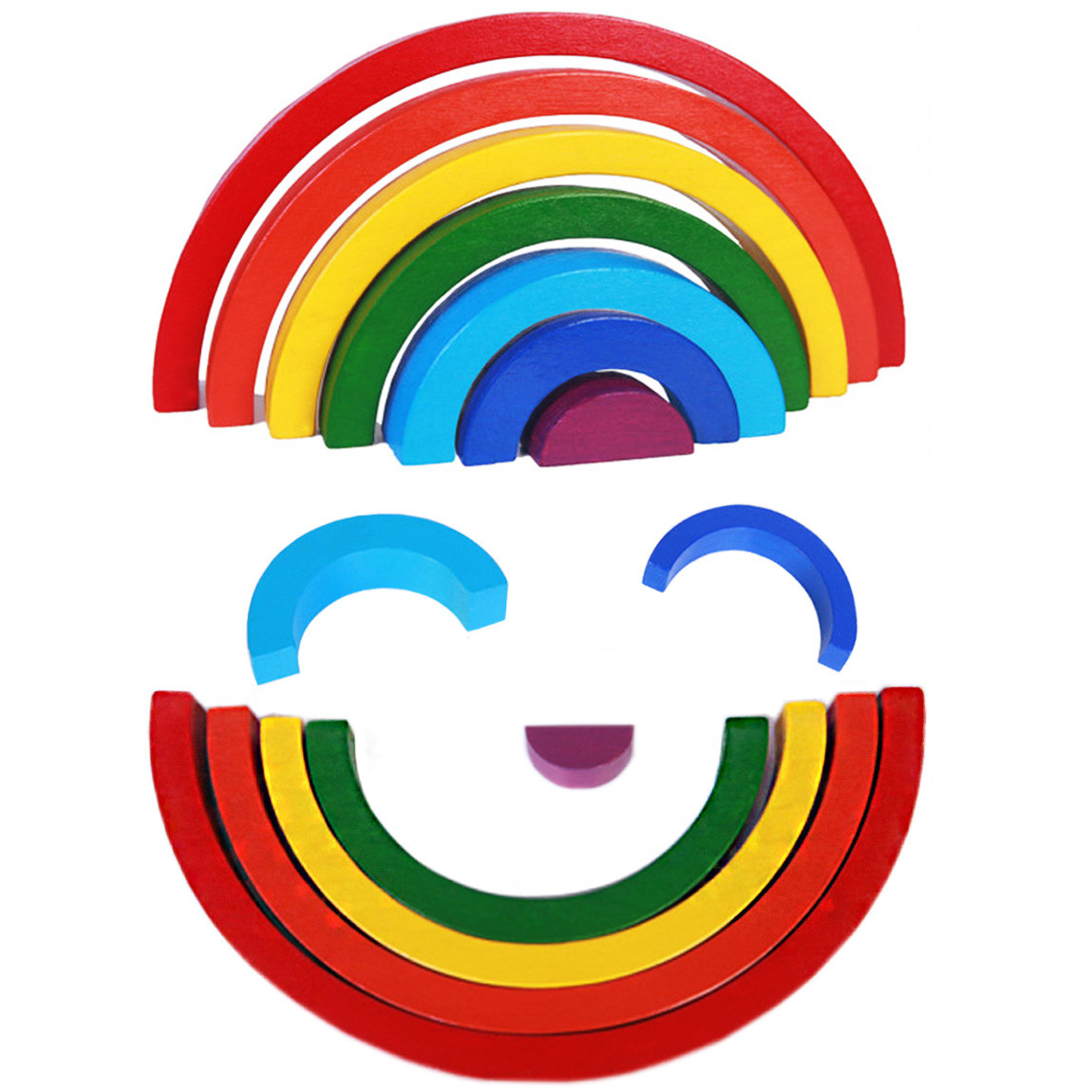 Розвивальна гра для комппексного розвитку. Пірамідка "Веселка" 7 кольорів, фото 1