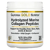 California Gold Nutrition, Пептиды морского коллагена, Marine Collagen Peptides, без добавок, 200 г