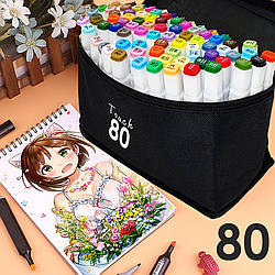 Набір скетч маркерів 80 шт для малювання двосторонні професійні спиртові фломастери білі