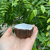 Чайная мини пиала "Кокос" керамическая коричневая