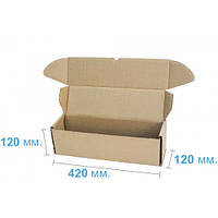 Коробка картонна самозбираюча для пересилання 420*120*120 бура, короби довга, коробка тубус