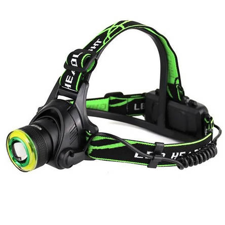 Ліхтар налобний T107, T6+COB, zoom, USB, фото 1