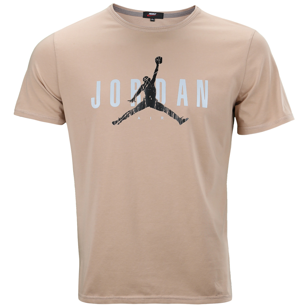 Футболка чоловіча спортивна Nike Air Jordan бежева з принтом