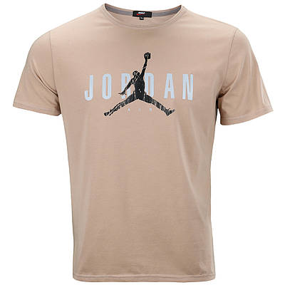 Футболка чоловіча спортивна Nike Air Jordan бежева з принтом