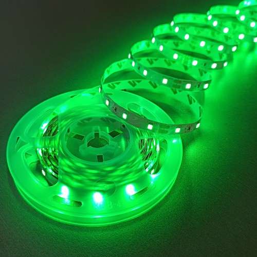 Світлодіодна стрічка зелена LED з клейкою основою 8 мм 4,8 W/м 60 LED/м IP20 MTK-300G3528-12