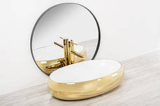 Умивальник (раковина) REA MELANIA GOLD WHITE накладний *, фото 3