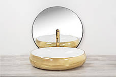 Умивальник (раковина) REA MELANIA GOLD WHITE накладний *, фото 4