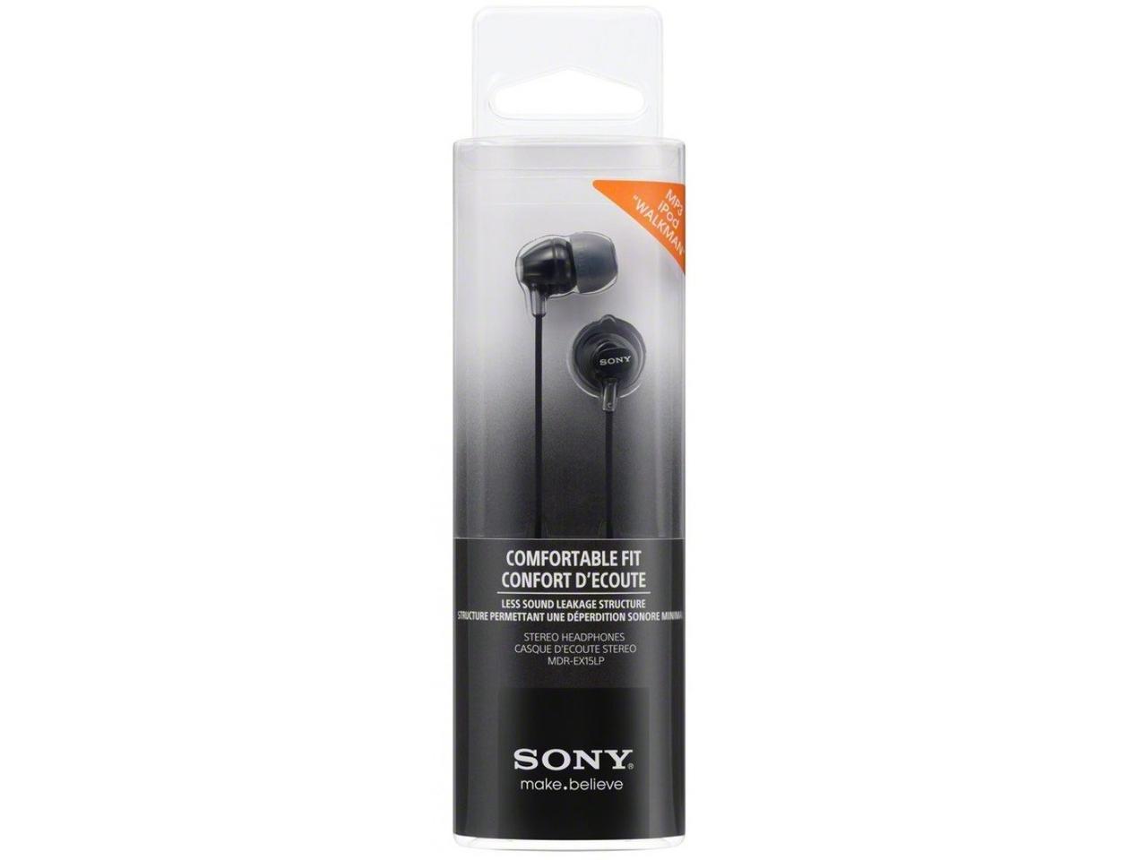 Наушники SONY MDR-EX15LP (MDREX15LPB.AE) черные, проводные, вакуумные ...