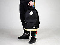 Міський рюкзак, портфель NIKE / Найк з шкір. дном. Стильний, молодіжний. Чорний з бежевим, фото 2