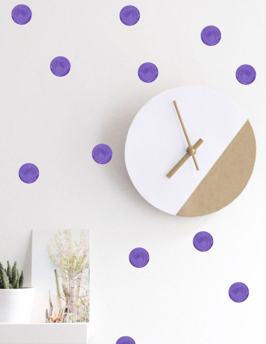 Набір вінілових наклейок на стіни Фіолетові акварельні кружальця 5 см 100 шт сфера матова, фото 1